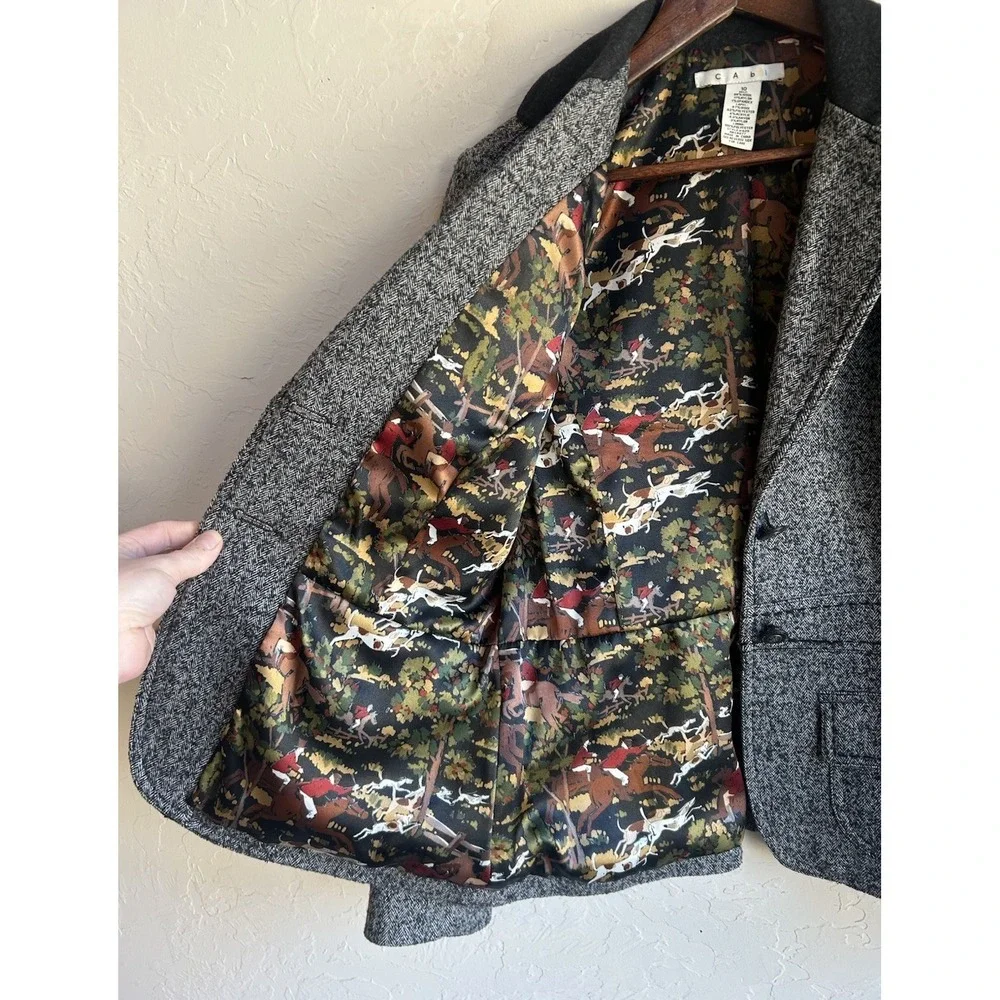 Cabi Fox Hunt Blazer Jacket 10 Wool Tweed Equestrian Old Money Preppy Button - Picture 10 of 12